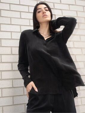 ADAY Something Luxe Button Down Shirt Black | Size Medium | Like New | Sold Out